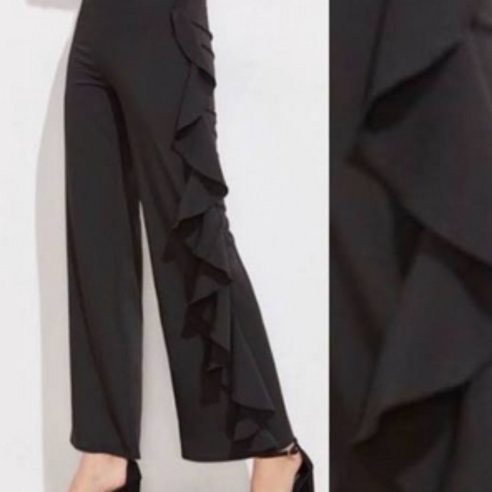 JS Boutique Black Ruffle Leg Dress Pants